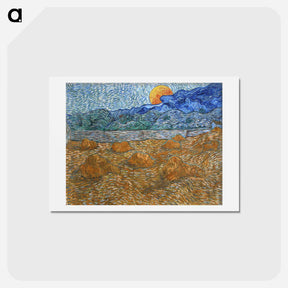 アートポストカード-Landscape with Wheat Sheaves and Rising Moon - フィンセント ファン ゴッホ Postcard.