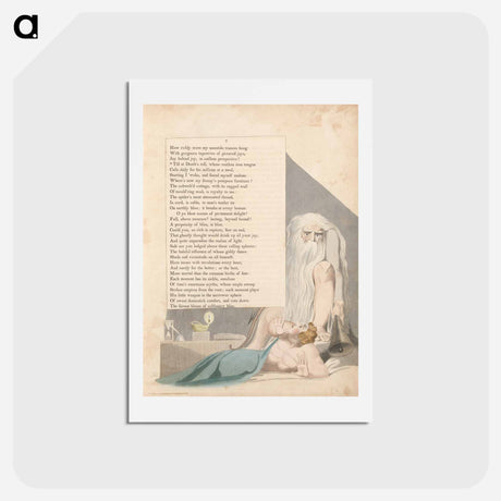 アートポストカード-Young's Night Thoughts, Page 7, "Till at Death's Toll, Whose Restless Iron Tounge" - ウィリアム ブレイク Postcard.
