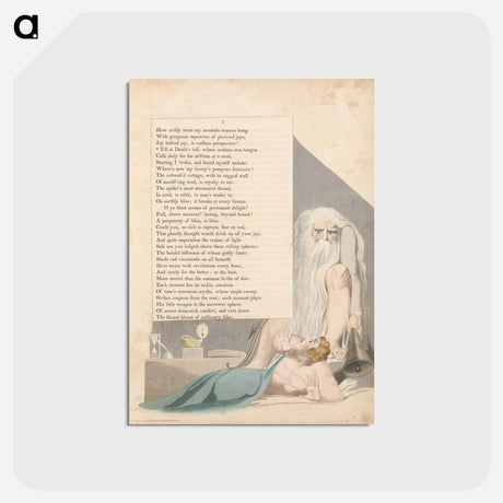 アートポストカード-Young's Night Thoughts, Page 7, "Till at Death's Toll, Whose Restless Iron Tounge" - ウィリアム ブレイク Postcard.