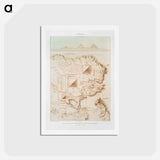 アートポストカード-Topographic map of part of the Memphite Necropolis (Pyramids of Giza) - アンティーク地図 Postcard.