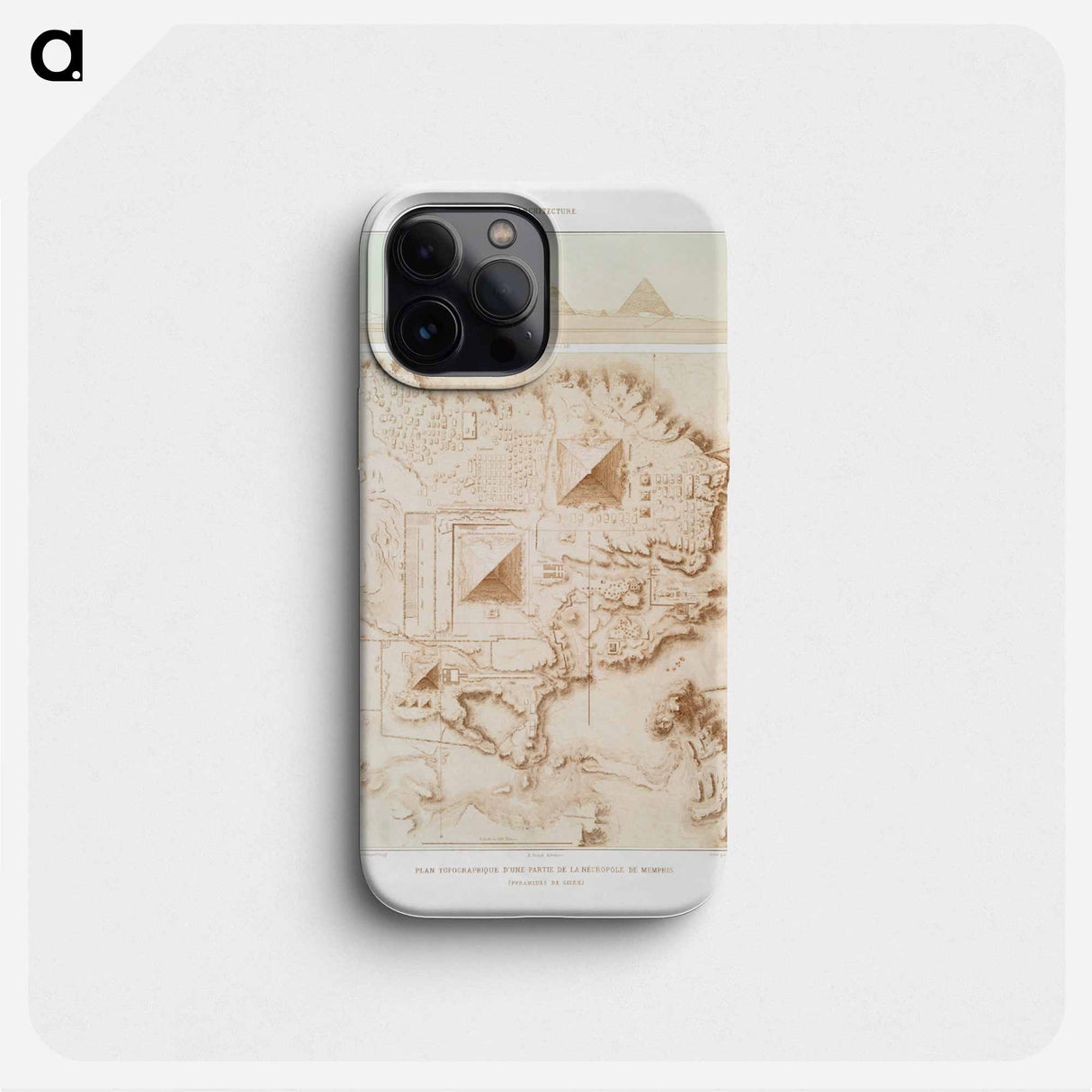 Topographic map of part of the Memphite Necropolis (Pyramids of Giza) - アンティーク地図 Phone Case.