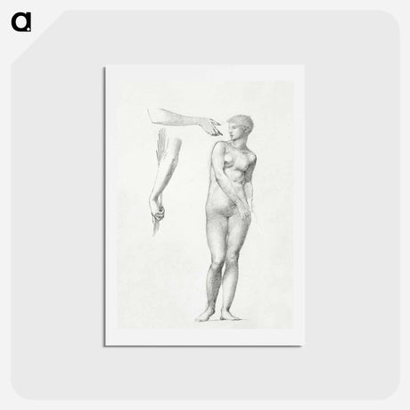 アートポストカード-Standing Female Nude and Sketches of Arms - エドワード バーン ジョーンズ Postcard.