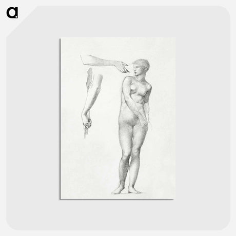 アートポストカード-Standing Female Nude and Sketches of Arms - エドワード バーン ジョーンズ Postcard.
