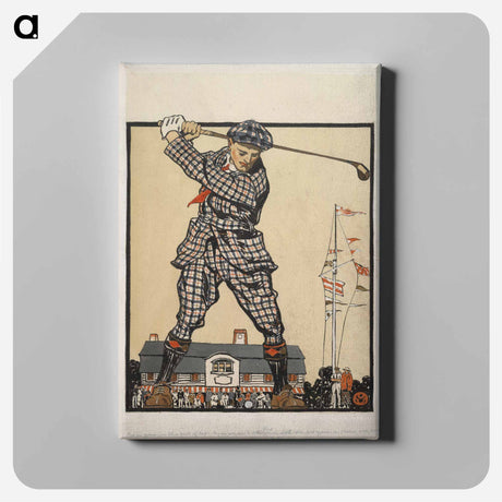 アートパネル-Man swinging golf club - エドワード ペンフィールド Canvas.
