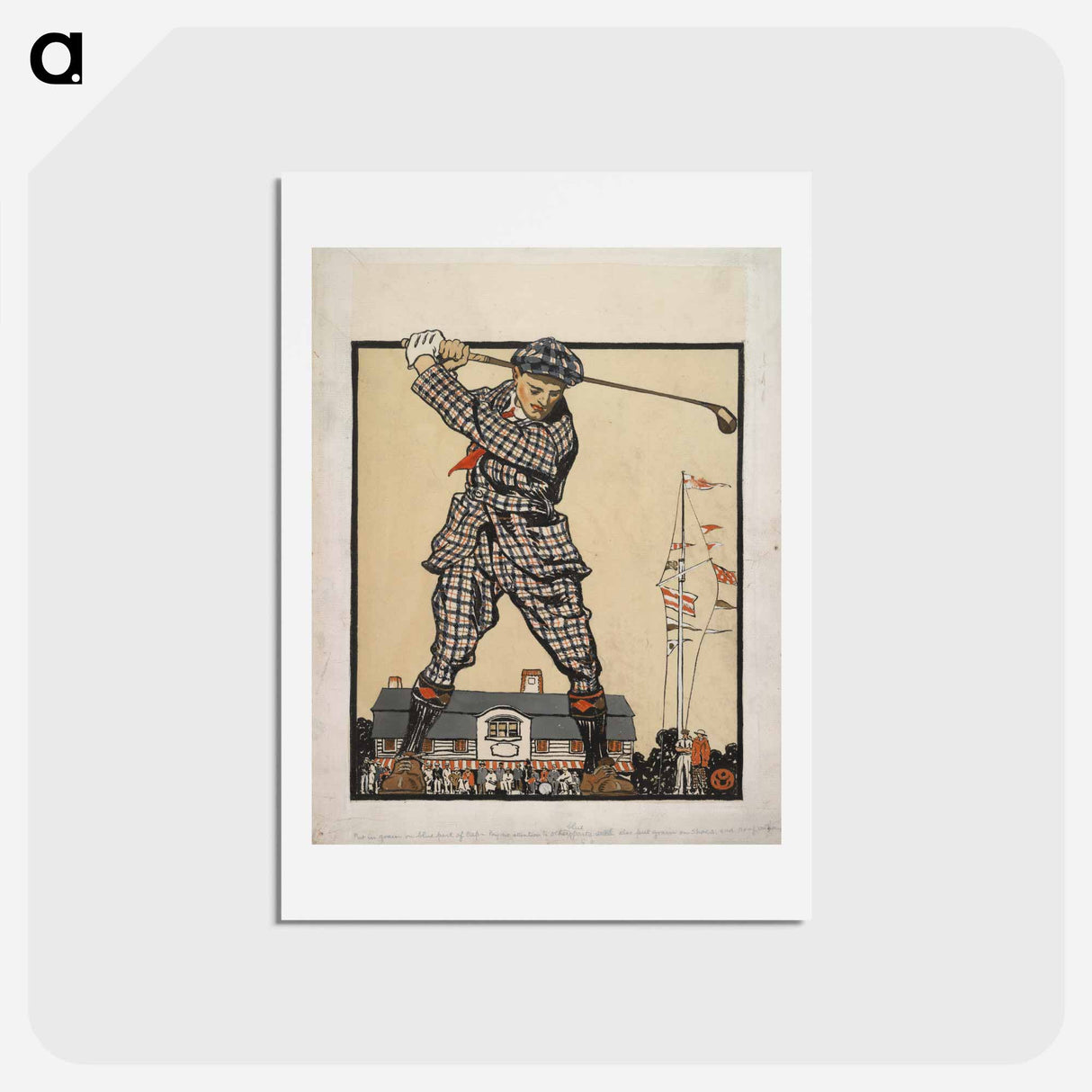 アートポストカード-Man swinging golf club - エドワード ペンフィールド Postcard.