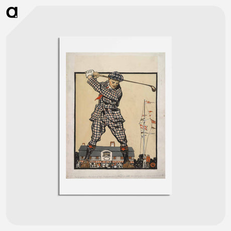 アートポストカード-Man swinging golf club - エドワード ペンフィールド Postcard.