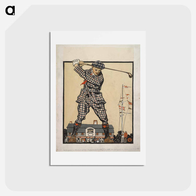 アートポストカード-Man swinging golf club - エドワード ペンフィールド Postcard.