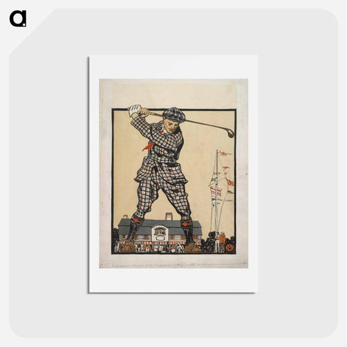 Man swinging golf club - エドワード ペンフィールド Postcard.