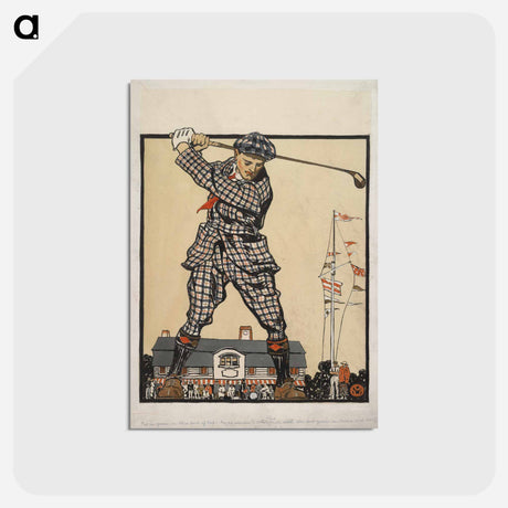 アートポストカード-Man swinging golf club - エドワード ペンフィールド Postcard.