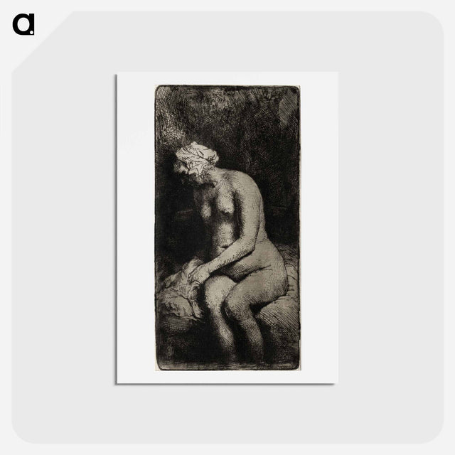 アートポストカード-Woman Bathing Her Feet in a Brook - レンブラント ファン レイン Postcard.