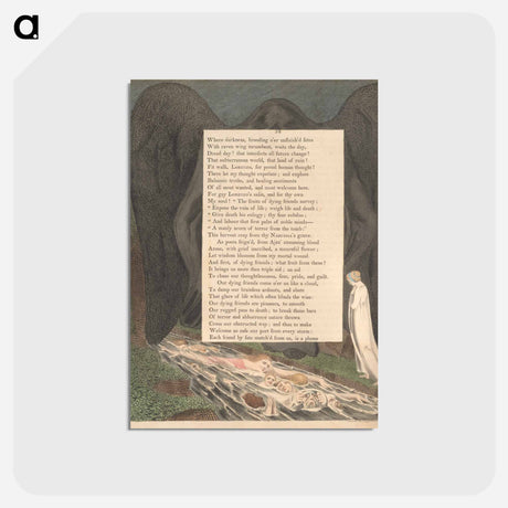 アートポストカード-Young's Night Thoughts, Page 54, The Vale of Death! That Hush'd Cimmerian Vale - ウィリアム ブレイク Postcard.