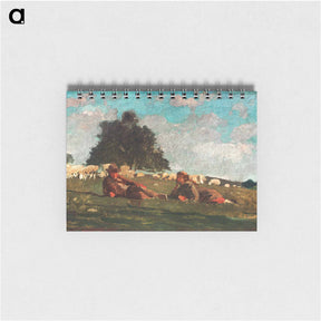 アートメモ帳-Boy and Girl in a Field with Sheep - ウィンスロー ホーマー Memo.