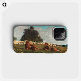 Boy and Girl in a Field with Sheep - Winslow Homer Phone Case.