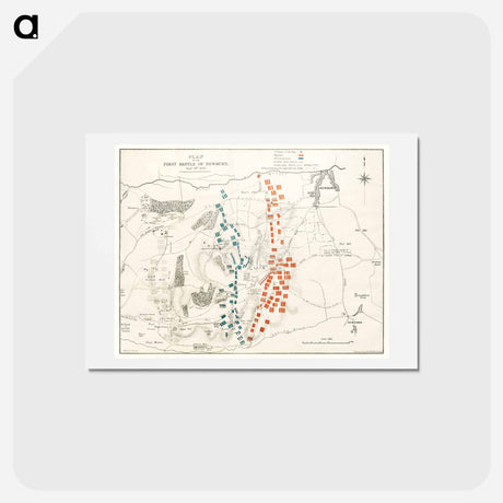 アートポストカード-The First and Second Battles of Newbury and the Siege of Donnington Castle during the Civil War - アンティーク地図 Postcard.