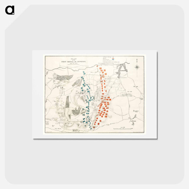 アートポストカード-The First and Second Battles of Newbury and the Siege of Donnington Castle during the Civil War - アンティーク地図 Postcard.