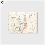 アートポストカード-The First and Second Battles of Newbury and the Siege of Donnington Castle during the Civil War - アンティーク地図 Postcard.