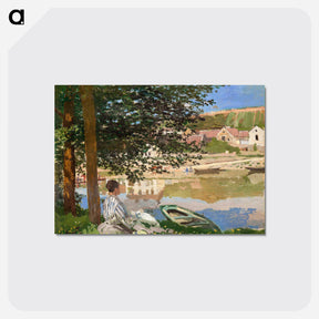 アートポストカード-On the Bank of the Seine, Bennecourt - クロード モネ Postcard.