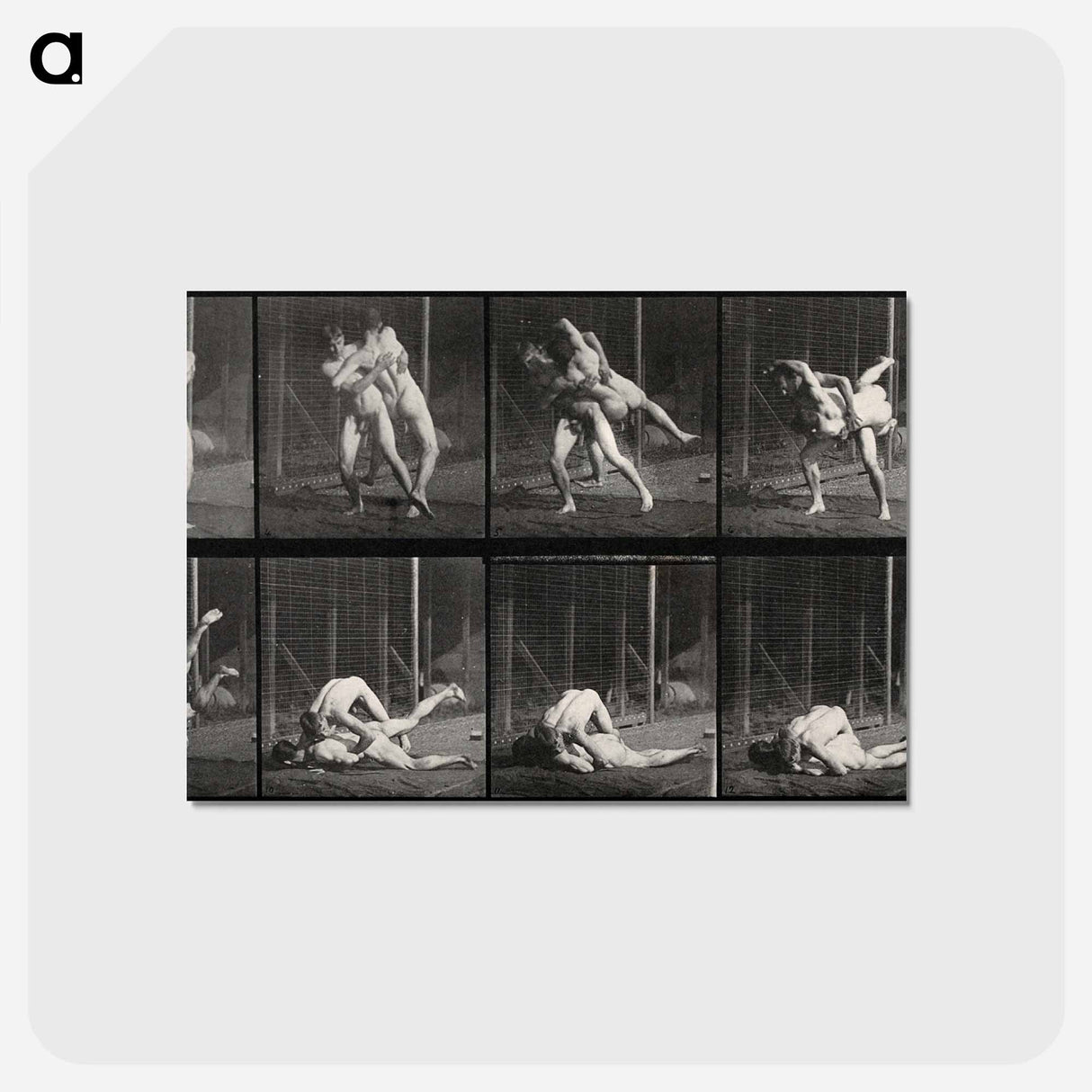 アートポストカード-Wrestling Men
 - エドワード マイブリッジ Postcard.