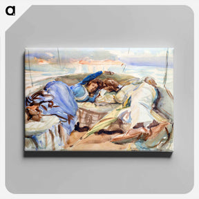 アートパネル-Two Figures in a Boat, Isola Bella, Italy - ジョン シンガー サージェント Canvas.