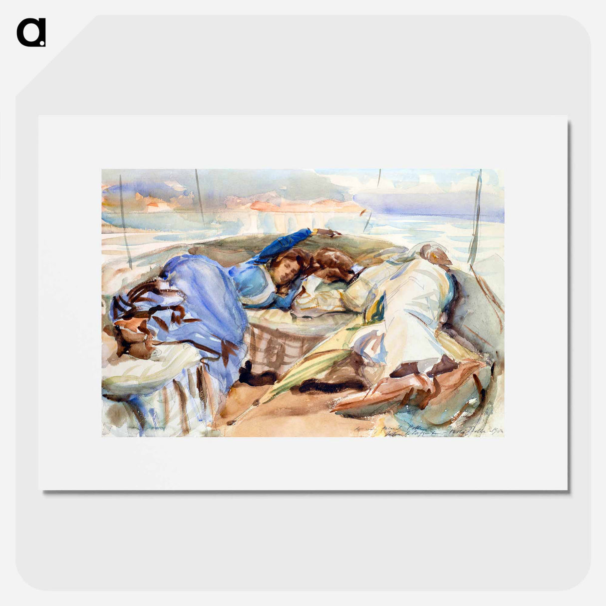 Two Figures in a Boat, Isola Bella, Italy - John Singer Sargent Poster.