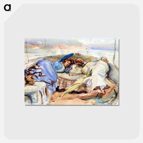 アートポストカード-Two Figures in a Boat, Isola Bella, Italy - ジョン シンガー サージェント Postcard.