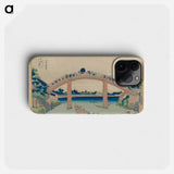 Under Mannen Bridge at Fukagawa - 葛飾 北斎 Phone Case.