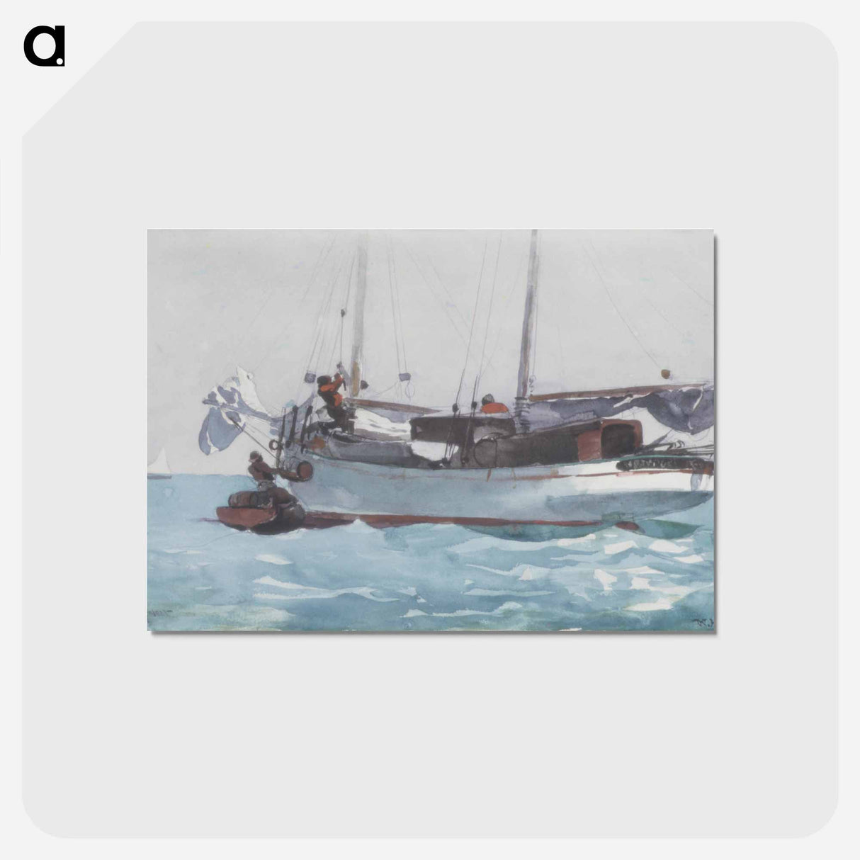 アートポストカード-Taking on Wet Provisions (Schooner Marked Newport, K. W.) - ウィンスロー ホーマー Postcard.