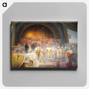 アートパネル-Slav Epic of King Přemysl Otakar II of Bohemia - The Unification of the Slavonic Dynasty - アルフォンス ミュシャ Canvas.