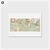 アートポストカード-Nova & accuratissima totius terrarum orbis tabula nautica variationum magneticarum index - アンティーク地図 Postcard.