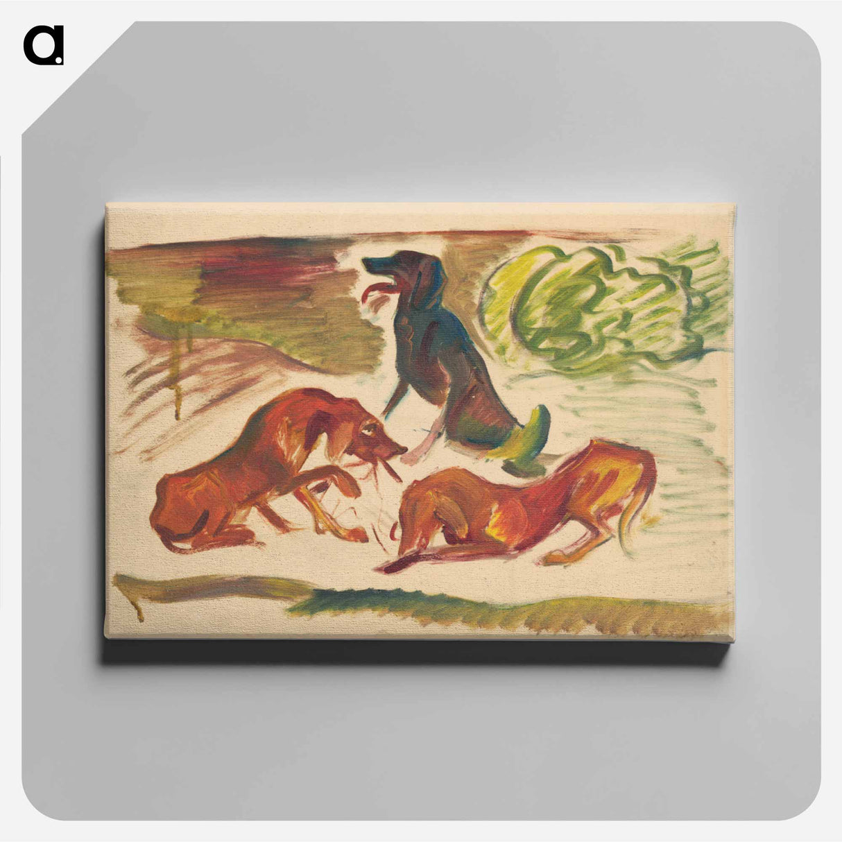 Dogs in a landscape - アーノルド ピーター ワイズ クビンチャン Canvas.