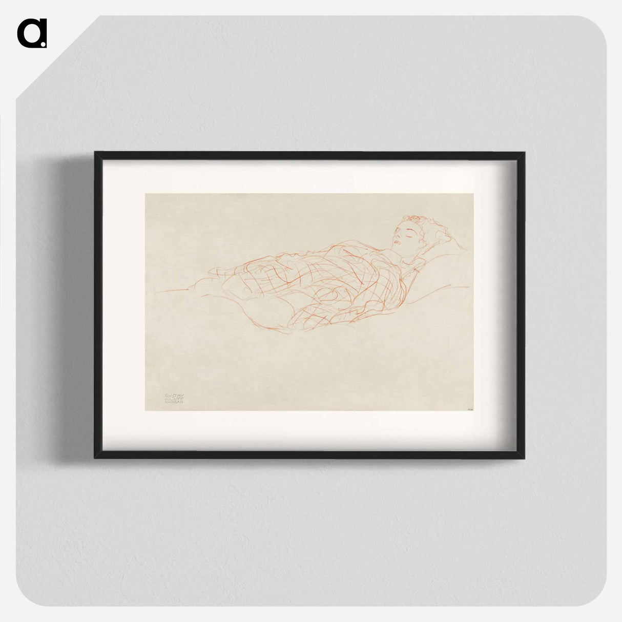 Study of a woman wrapped in a plaid, resting - グスタフ クリムト Poster.