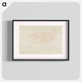 アートポスター-Study of a woman wrapped in a plaid, resting - グスタフ クリムト Poster.