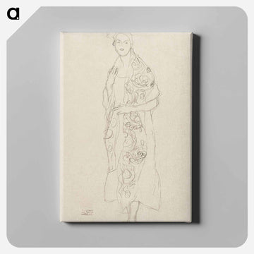 Study of a woman wrapped in a plaid, resting - グスタフ クリムト Canvas.