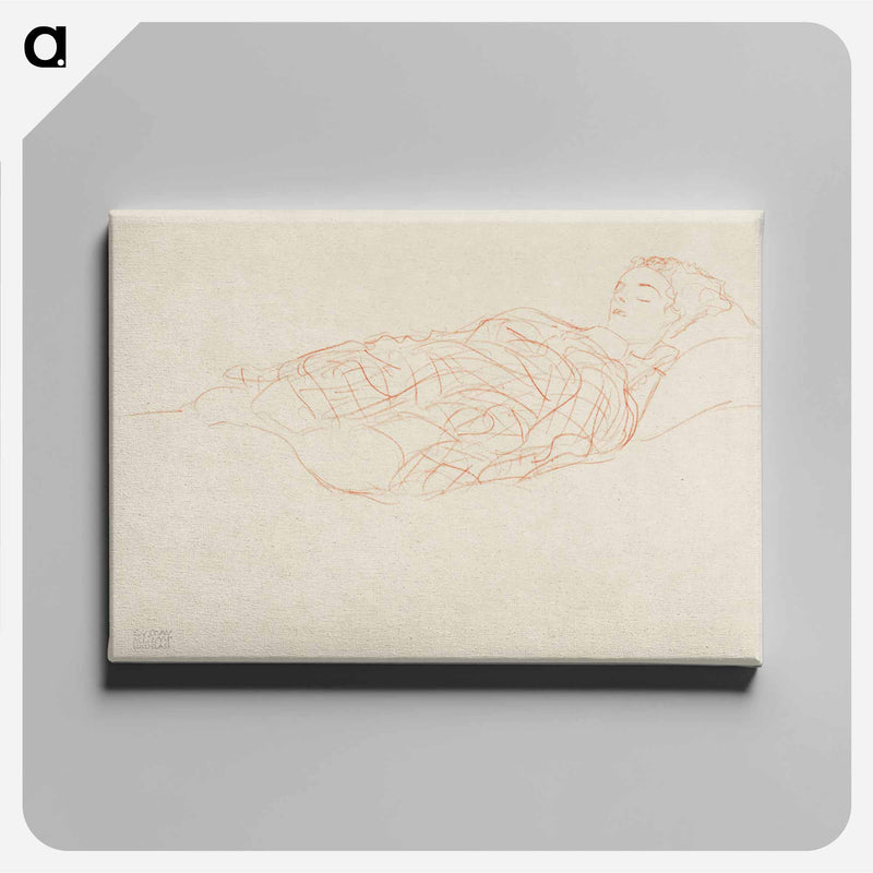 Study of a woman wrapped in a plaid, resting - グスタフ クリムト Canvas.