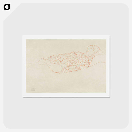 Study of a woman wrapped in a plaid, resting - グスタフ クリムト Postcard.