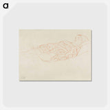 アートポストカード-Study of a woman wrapped in a plaid, resting - グスタフ クリムト Postcard.