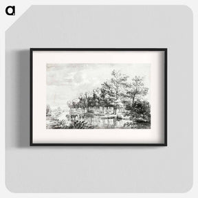 アートポスター-Landscape with wading cows - ジャン ベルナール Poster.