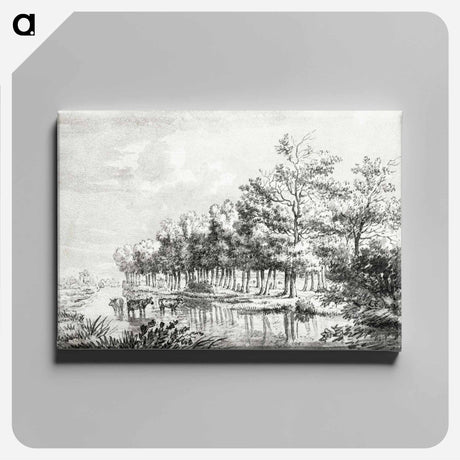 アートパネル-Landscape with wading cows - ジャン ベルナール Canvas.