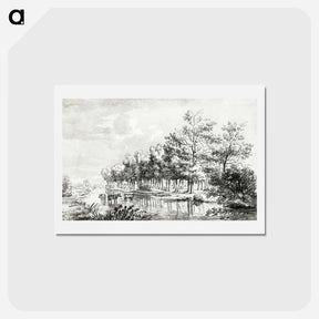 アートポストカード-Landscape with wading cows - ジャン ベルナール Postcard.