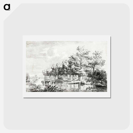アートポストカード-Landscape with wading cows - ジャン ベルナール Postcard.