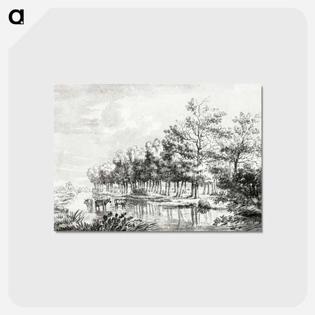 アートポストカード-Landscape with wading cows - ジャン ベルナール Postcard.