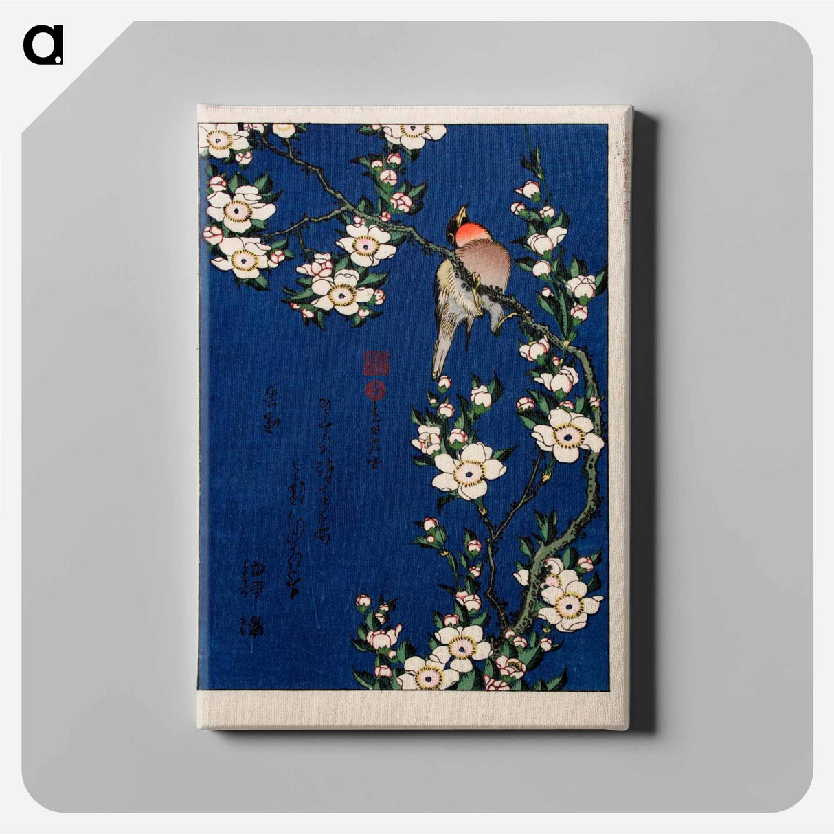 Robin on a branch of cherry blossom - Katsushika Hokusai Canvas.