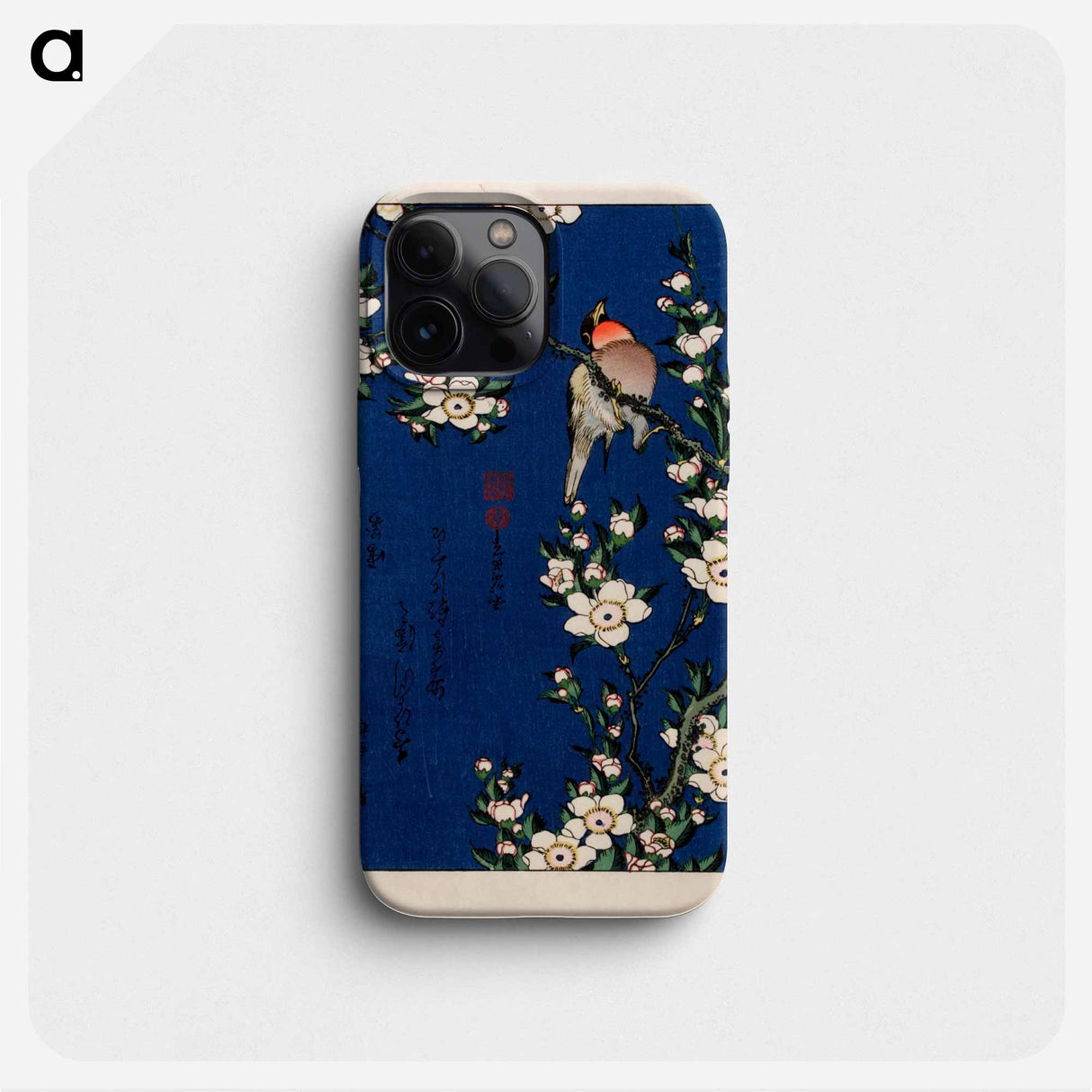 Robin on a branch of cherry blossom - Katsushika Hokusai Phone Case.