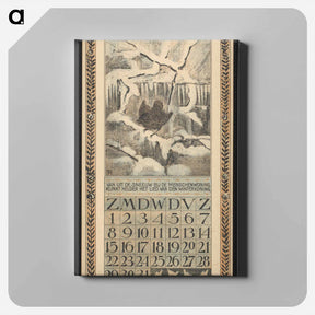アートパネル-Kalenderblad voor december 1907 met een winterkoning in de sneeuw - テオ ヴァン ホイテマ Canvas.