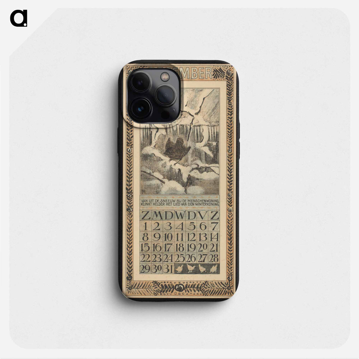 Calendar for December 1907 with a winter dress in the snow - Theo van Hoytema Phone Case.