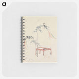 Stilleven van een rood tafeltje en versierde bamboe - 歌川 国芳 Memo.