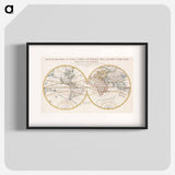 Mappa mondo o vero carta generale del globo terrestre - アンティーク地図 Poster.