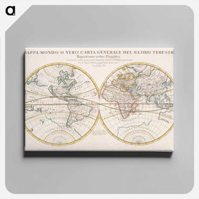 アートパネル-Mappa mondo o vero carta generale del globo terrestre - アンティーク地図 Canvas.