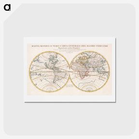 アートポストカード-Mappa mondo o vero carta generale del globo terrestre - アンティーク地図 Postcard.