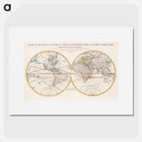 Mappa mondo o vero carta generale del globo terrestre - アンティーク地図 Poster.